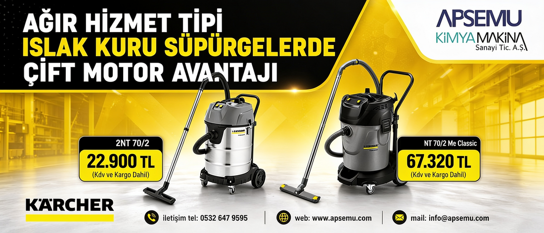 Ağır Hizmet Tipi Islak Kuru Süpürgelerde Çift Motor Avantajı