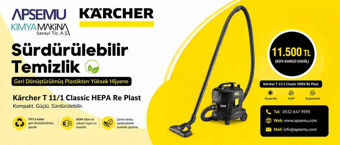 Sürdürülebilir Temizlik: Geri Dönüştürülmüş Plastikten Yüksek Hijyene (Kärcher T 11/1 Classic HEPA Re Plast İncelemesi)