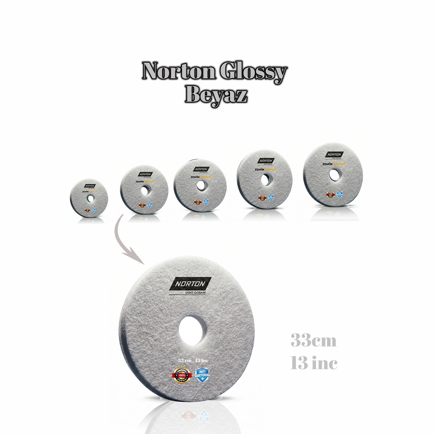 Norton Glossy Beyaz Zemin Zemin Temizleme Pedi (Antimikrobiyal)