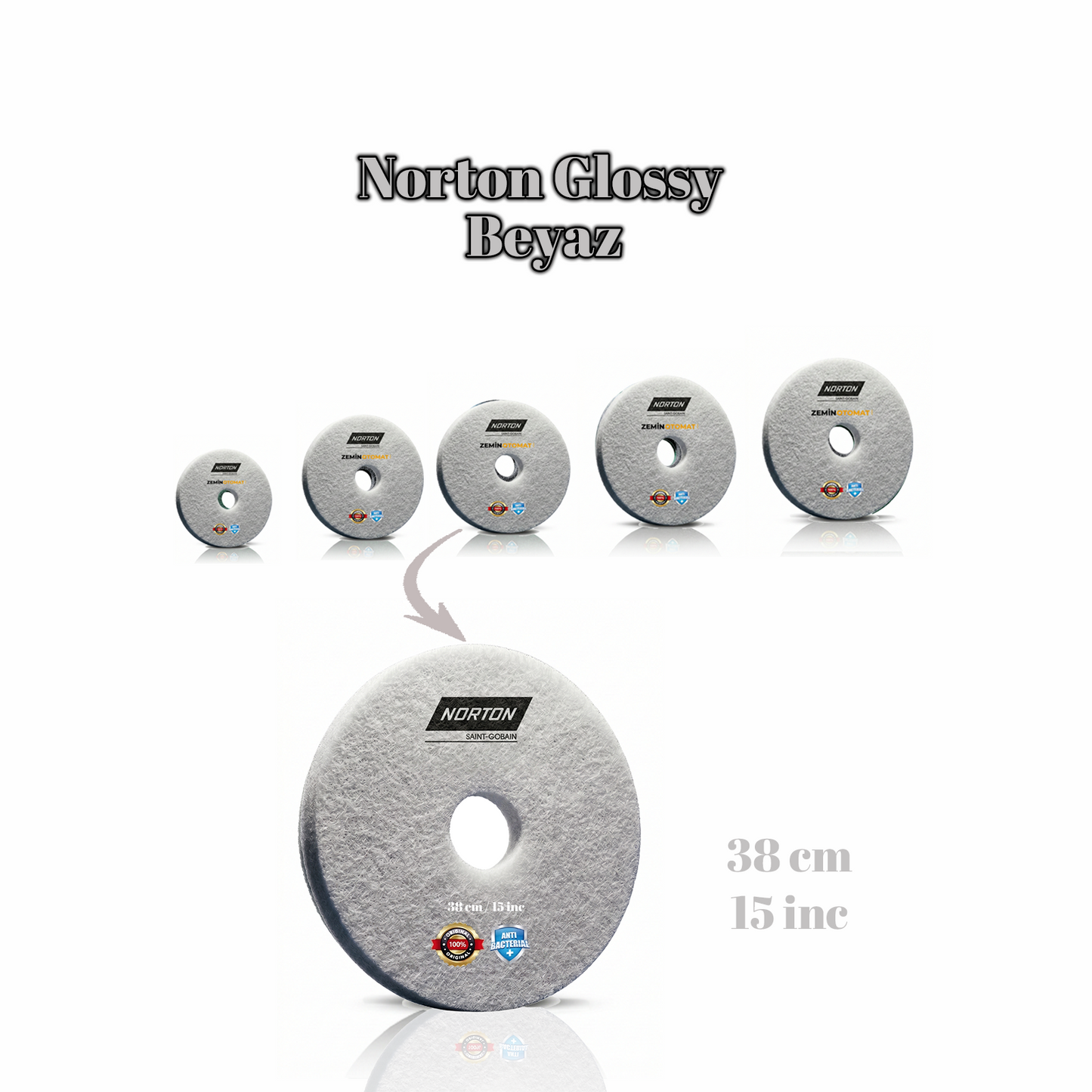 Norton Glossy Beyaz Zemin Zemin Temizleme Pedi (Antimikrobiyal)