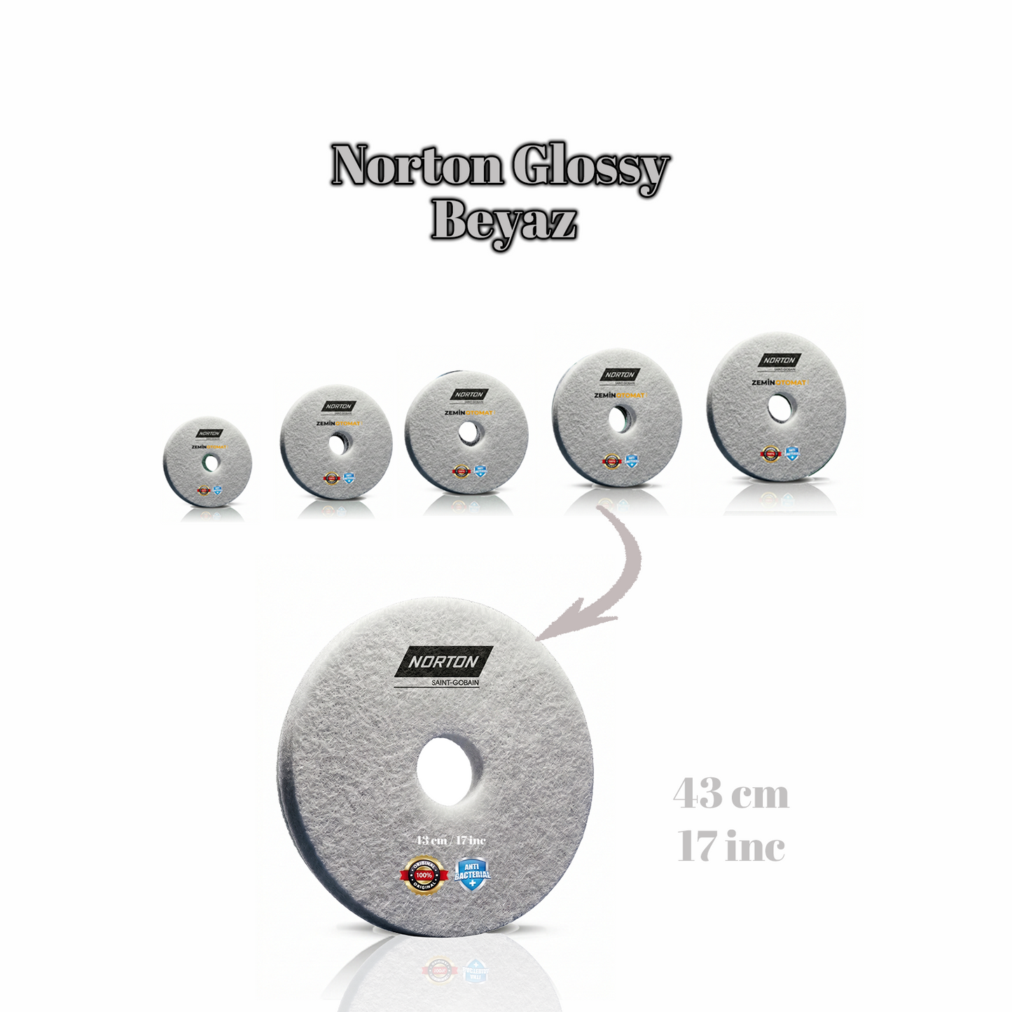 Norton Glossy Beyaz Zemin Zemin Temizleme Pedi (Antimikrobiyal)