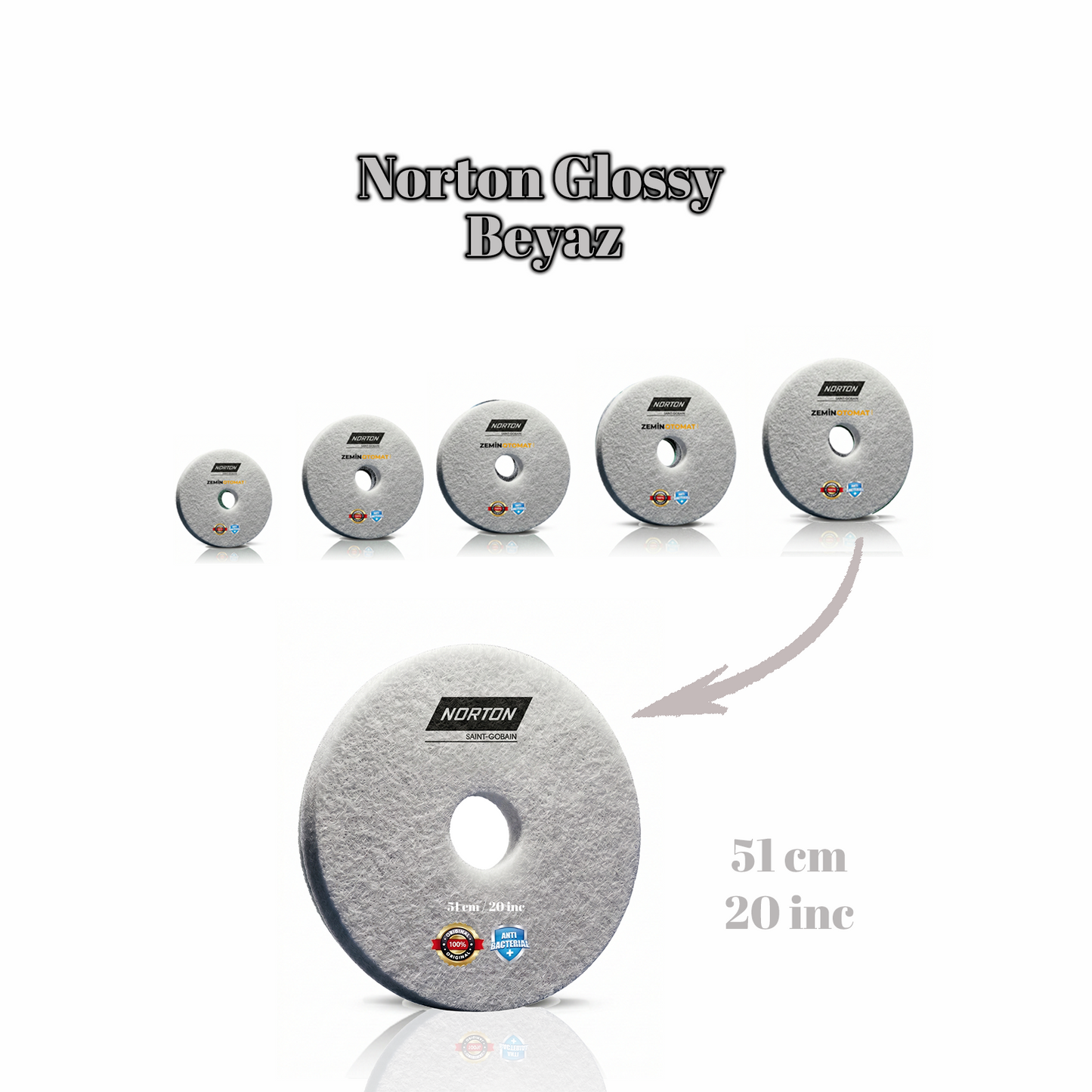 Norton Glossy Beyaz Zemin Zemin Temizleme Pedi (Antimikrobiyal)